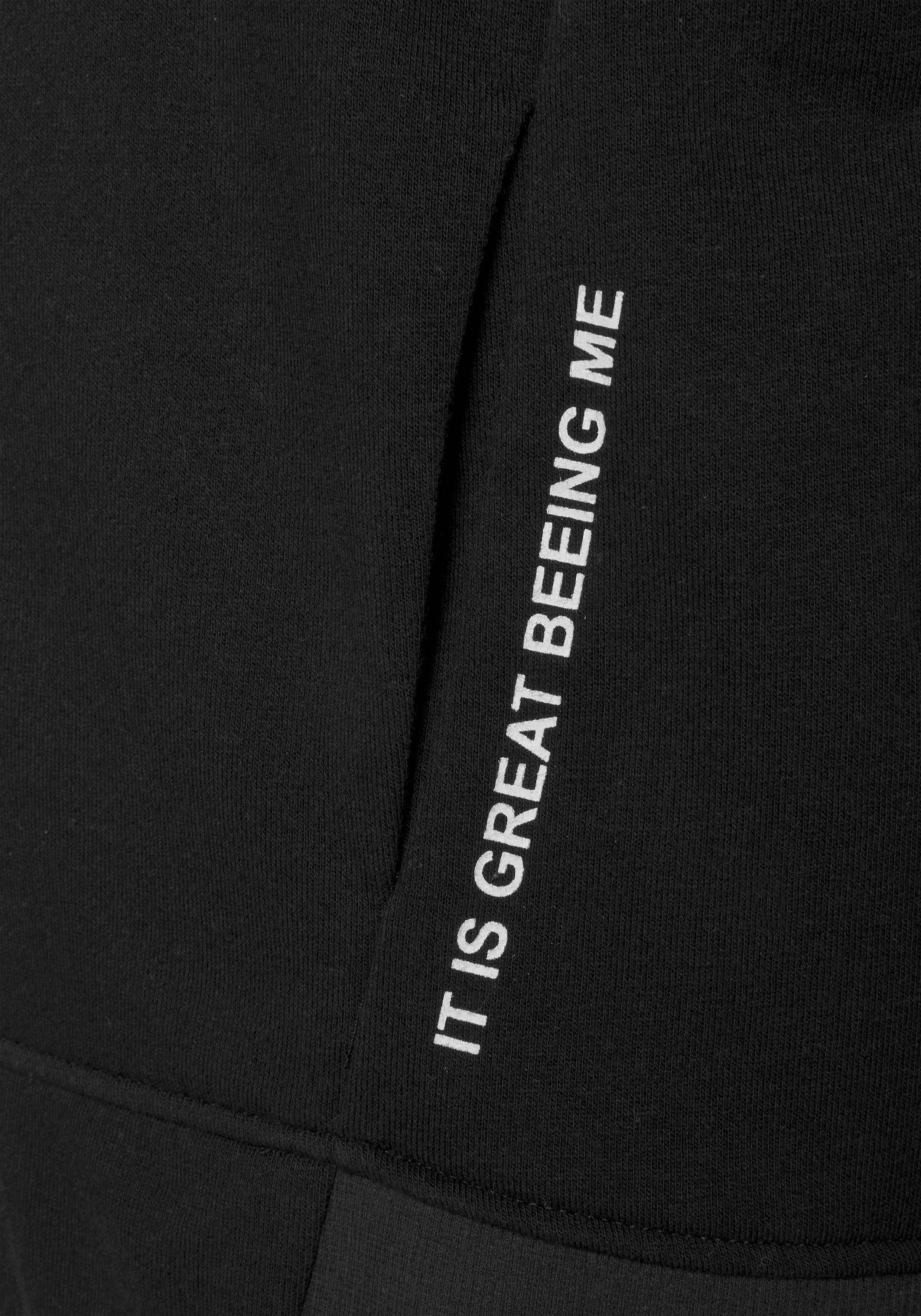 Buffalo Kapuzensweatjacke mit Statement Druck, Loungewear