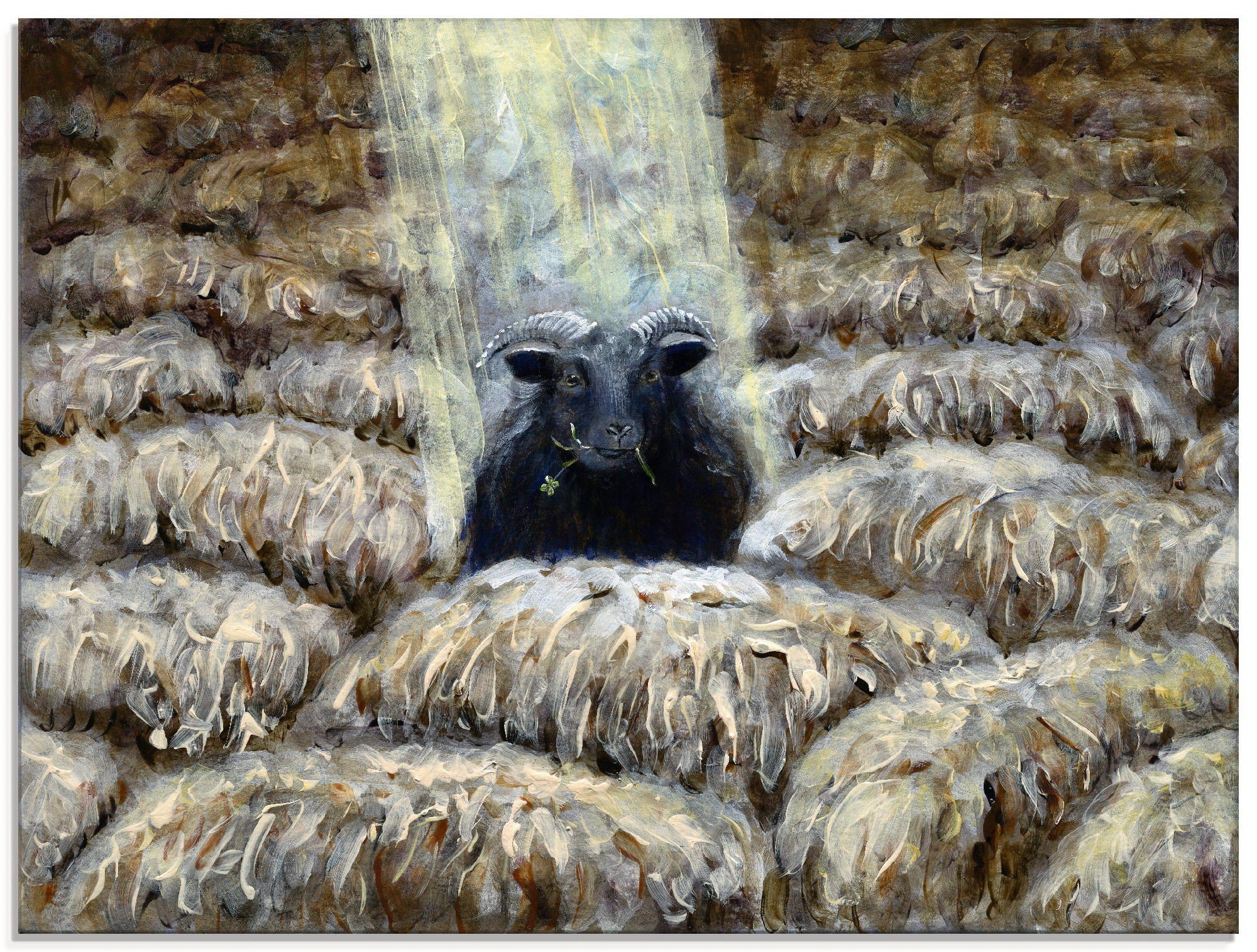 Glasbild Schwarzes St), (1 in Schaf, Haustiere Artland verschiedenen Größen