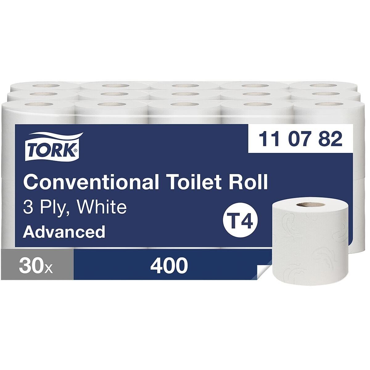 250 Premium Blatt/Rolle TORK mit hochweiß Toilettenpapier Recyclingpapier, 3-lagig, Prägung, (30-St),