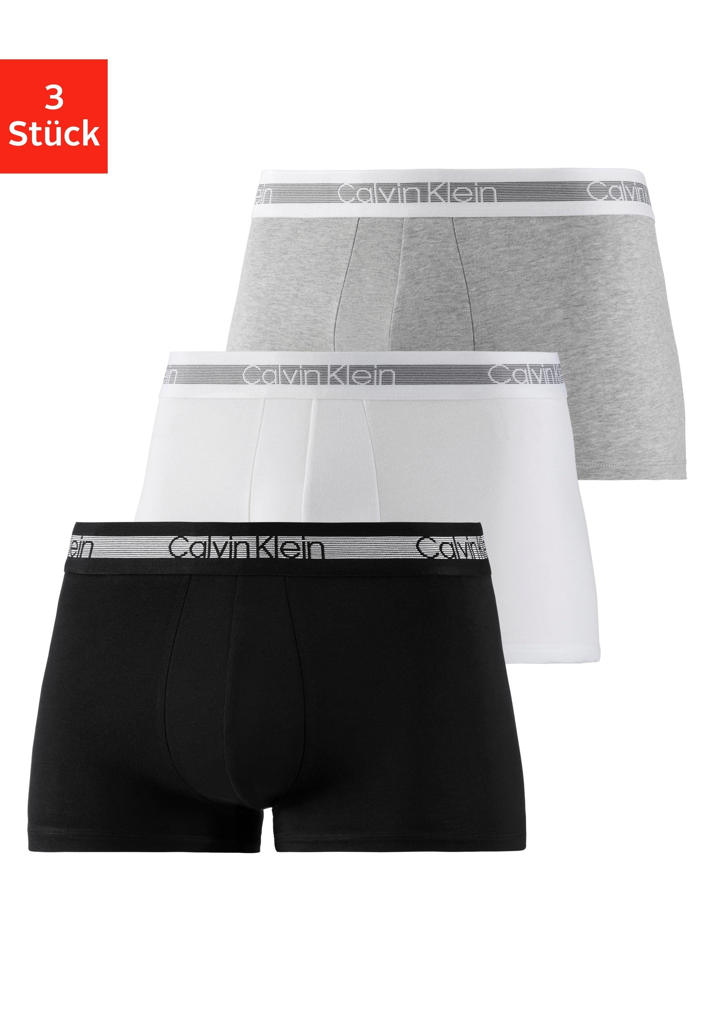 Calvin Klein Underwear gestreifter (3-St) HEATHER/BLACK/WHITE Taillenbund fein Boxer GREY Cooling