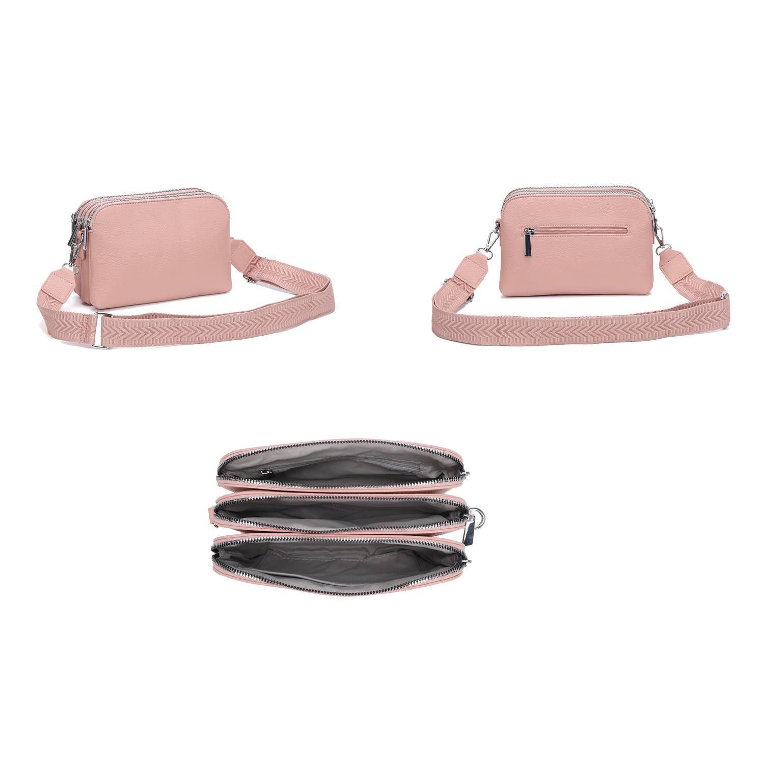 ITALYSHOP24 Schultertasche Damen Tasche Bodybag Umhängetasche Crossbody Brusttasche Handtasche, Crossover Muster Taschengurt Smartphone Geldtasche Abend Handy Clutch