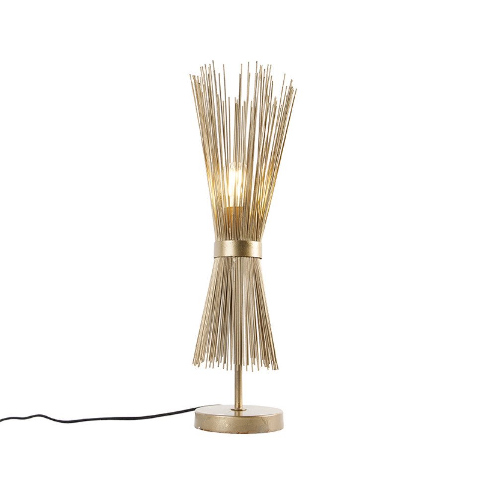 Qazqa Tischleuchte Broom, ohne Leuchtmittel, E27, Gold/Messing, Landhaus, Stahl, 1-flammig