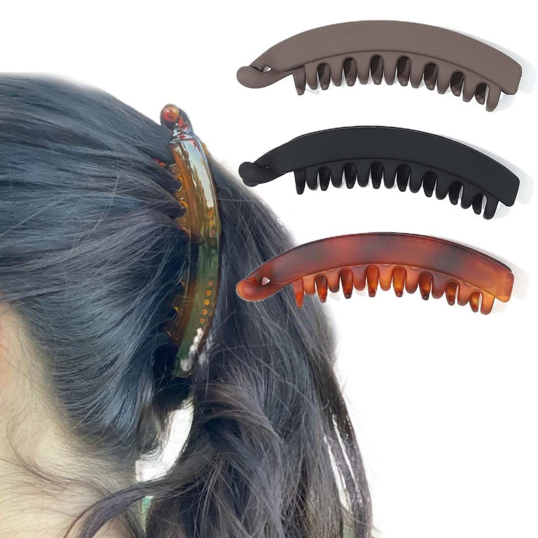Leway Haarspange Bananen-Haarspangen, 13 cm lang, Haarklammern, starker  Halt, Bananen-Clips für Damen und Mädchen, 3 Stück