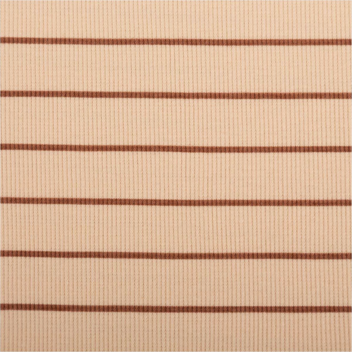 SCHÖNER LEBEN. Stoff Rippjersey Stoff Streifen hellbeige braun Baumwolle elastisch,120 cm