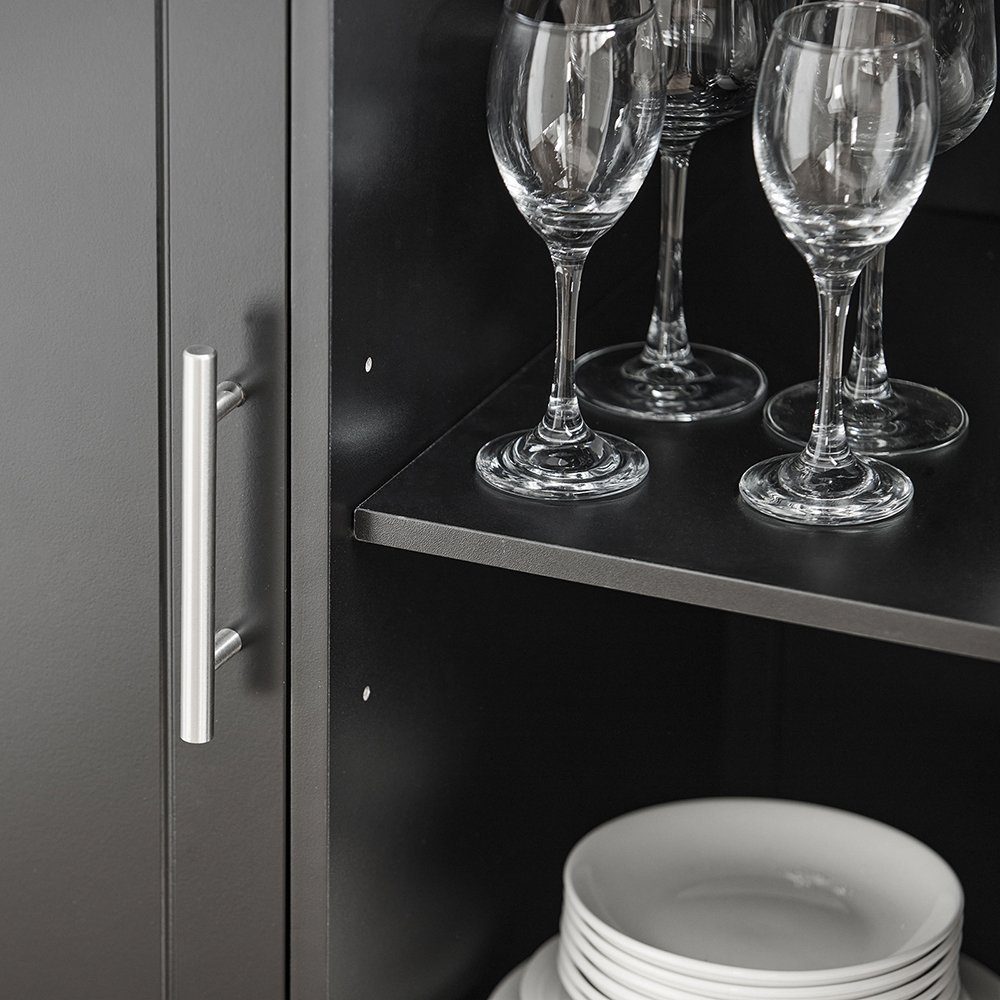 Küchenwagen Seitenregal FKW108, schwarz mit SoBuy Küchenschrank mit Edelstahlplatte Kücheninsel