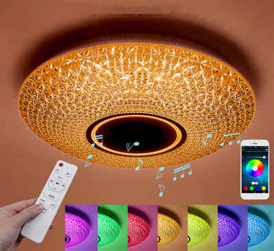 ECSEE LED Deckenleuchte, RGB LED Deckenlampe alexa go/google home kompatibel Sternenlicht Farebwechsler Helligkeitverstellbar Bluetooth MP3 Lautsprecher φ40cm