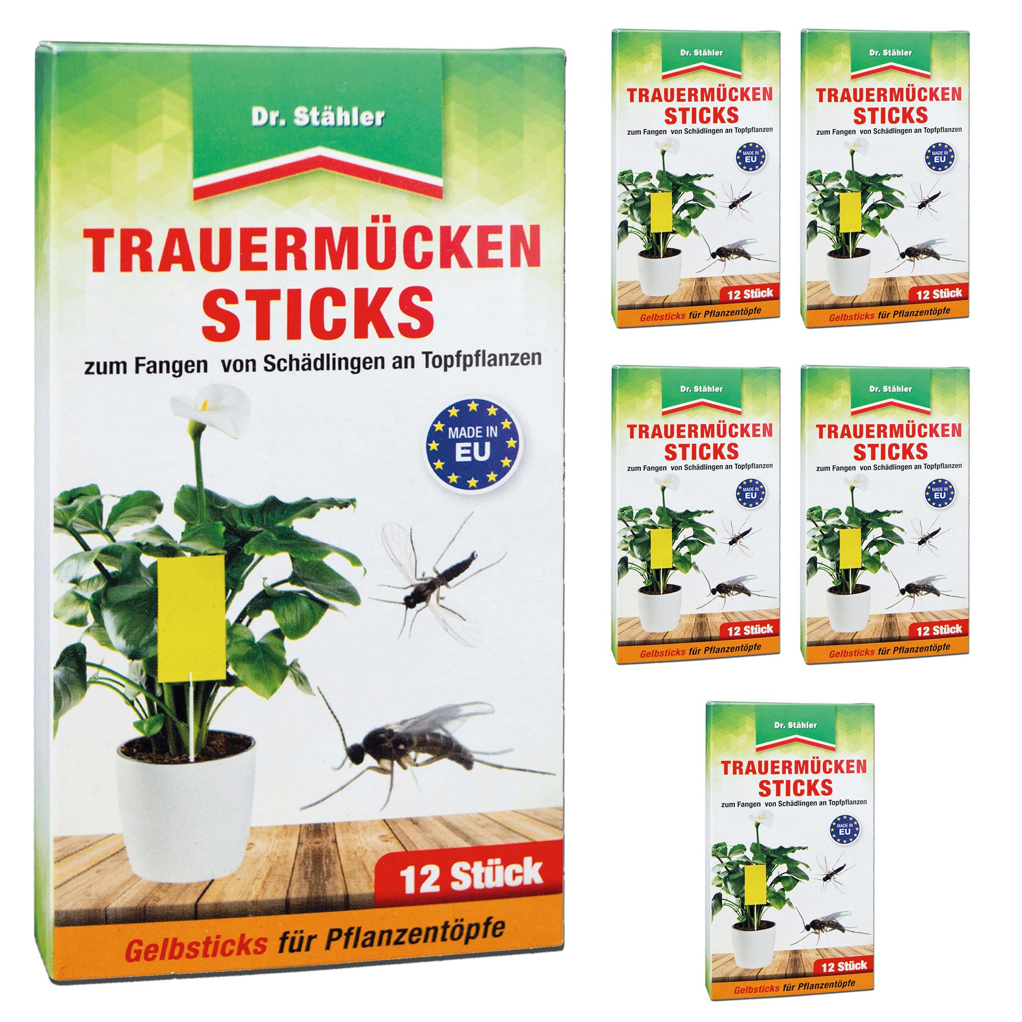 Dr. Stähler Insektenfalle Trauermücken-Sticks: Effektive Bekämpfung von Weiße Fliegen, Trauermücken-Sticks – Klebefallen für Topf- & Balkonpflanzen, giftfrei