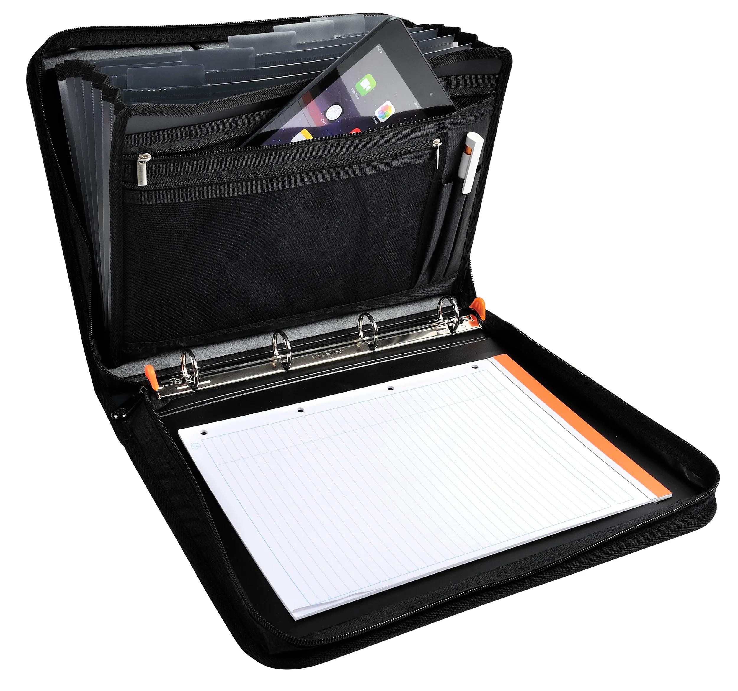 EXACOMPTA Organisationsmappe 5x Konferenzmappe 4 Ringen 30mm Rücken 27x36cm A4 Schwarz 55634E, Ordnungsmappen