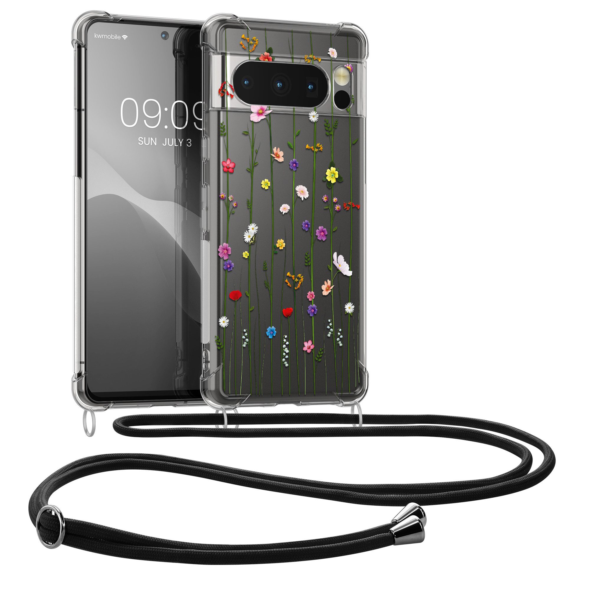 kwmobile Etui Hülle für Google Pixel 8 Pro, Silikon Handyhülle mit Kette - Handykette Handyband