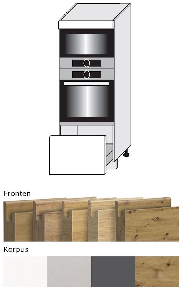 Backofenumbauschrank Korpusfarbe Arezzo wählbar Schublade grifflos & 1 Feldmann-Wohnen Front- 60cm Artisan (Teilauszug) Eiche