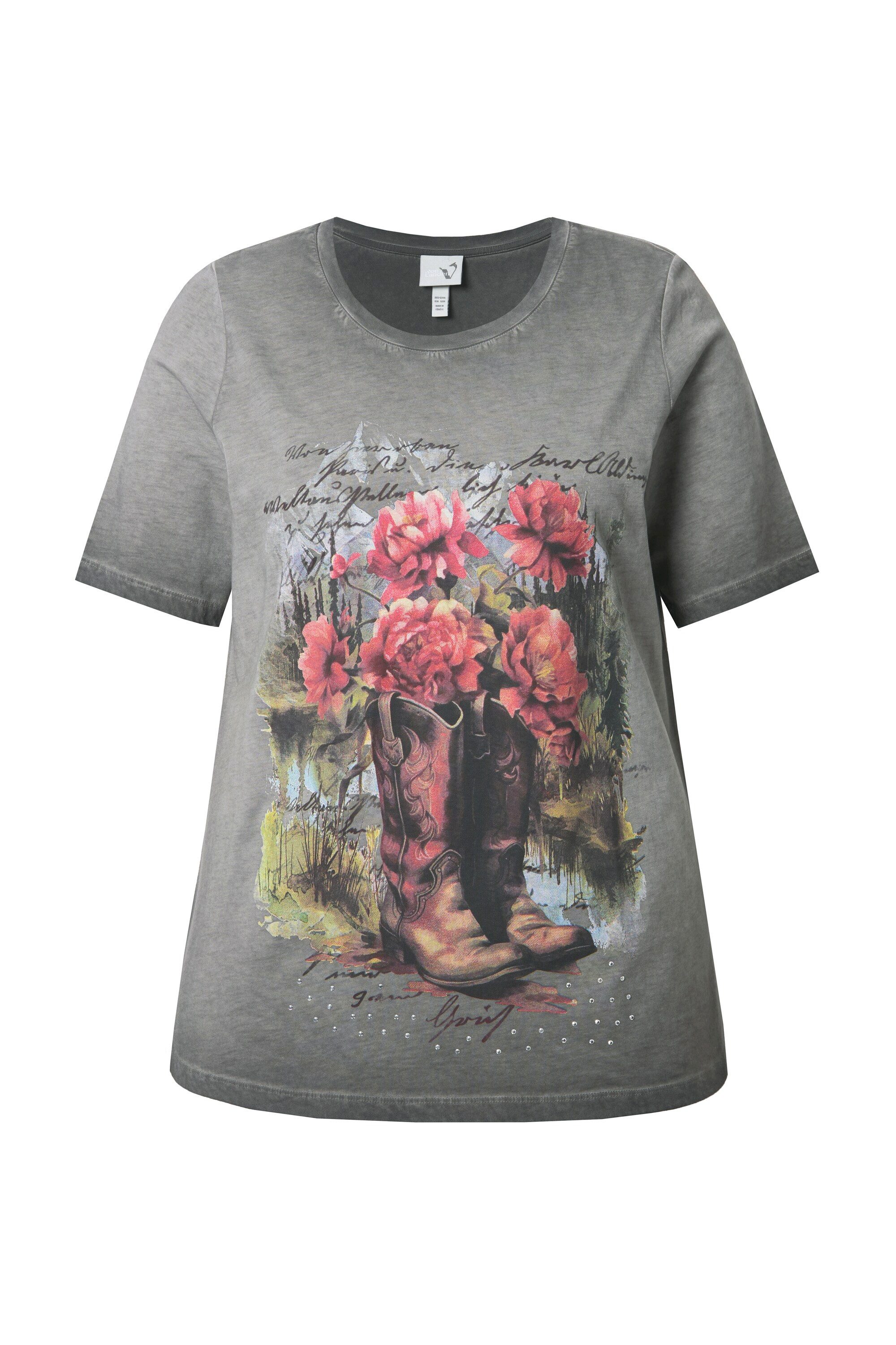 Ulla Popken T-Shirt T-Shirt Trachtenmotiv Classic Rundhals Halbarm günstig online kaufen