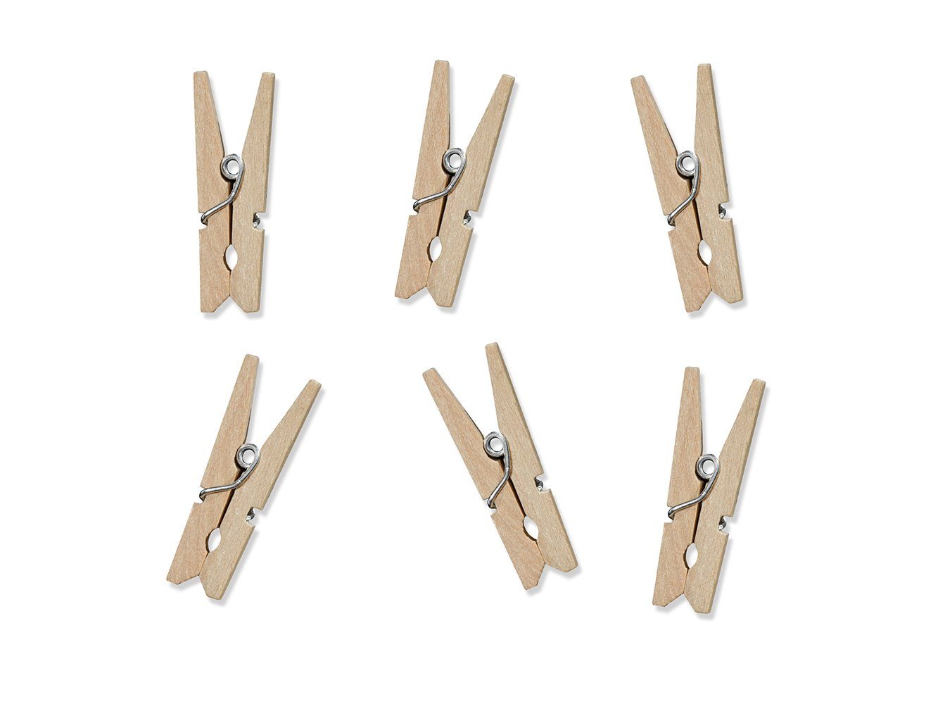 partydeco Wäscheklammern, Kleine Wäscheklammern für Fotos 3cm mini Holzklammern natur 20er Set