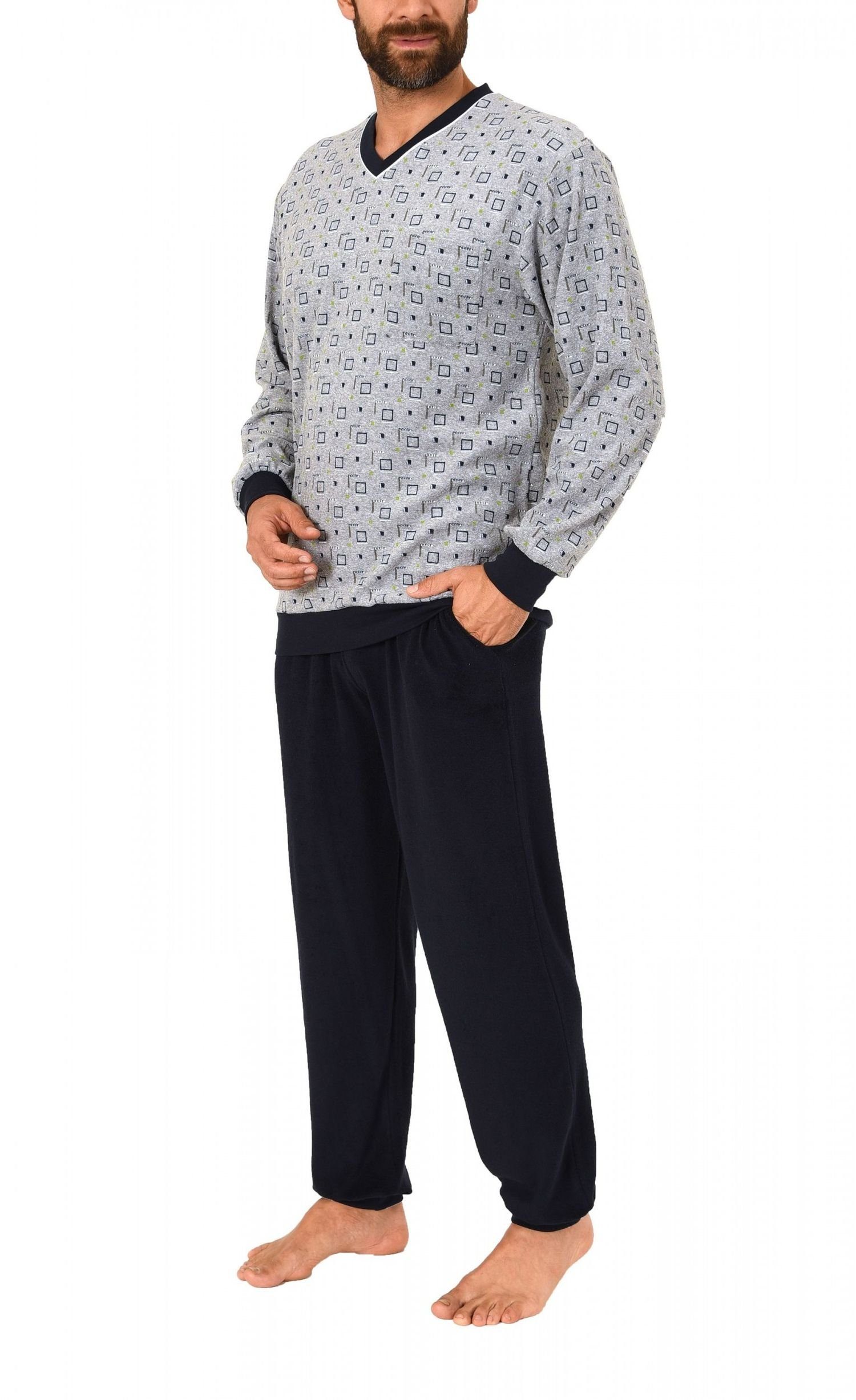 Normann Pyjama Herren Frottee Schlafanzug lang günstig online kaufen