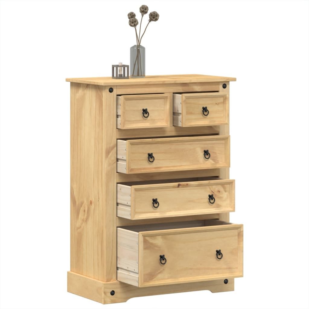 vidaXL Kommode Kommode Schrank Sideboard Schubladen Corona 80x43x114 cm Massivholz Ki