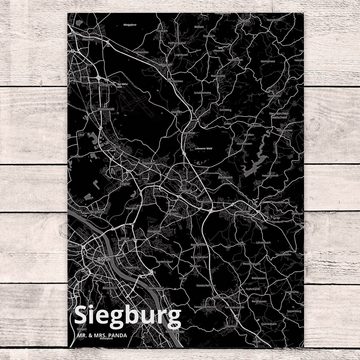 Mr. & Mrs. Panda Postkarte Siegburg - Geschenk, Stadt Dorf Karte Landkarte Map Stadtplan, Dankes