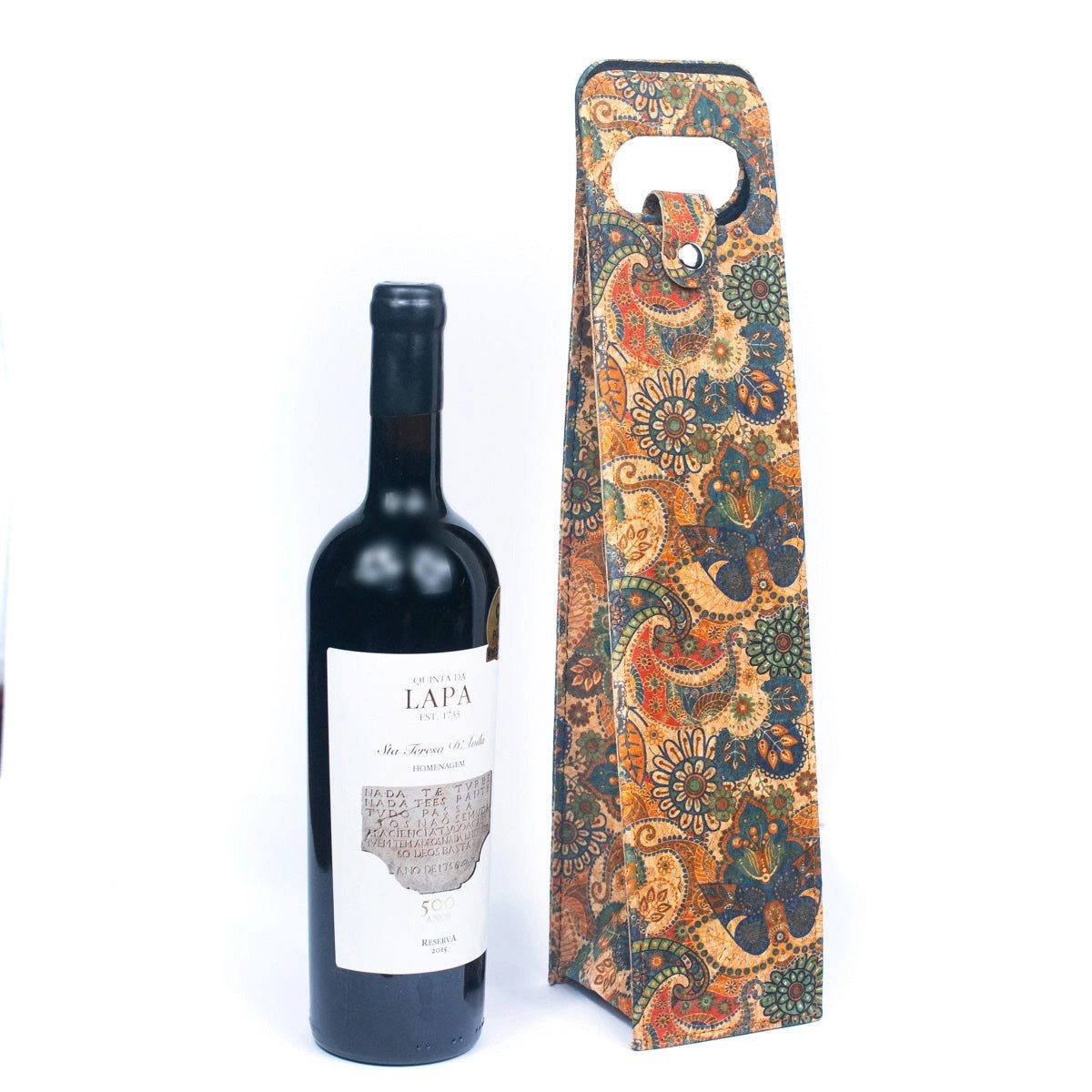 LK Trend & Style Geschenkbox Wein-Geschenktasche aus Kork für Präsentation einer Weinflasche (besondere Geschenkverpackung, wiederverwendbar), stilvolle Verpackung für liebevolle Kleinigkeiten