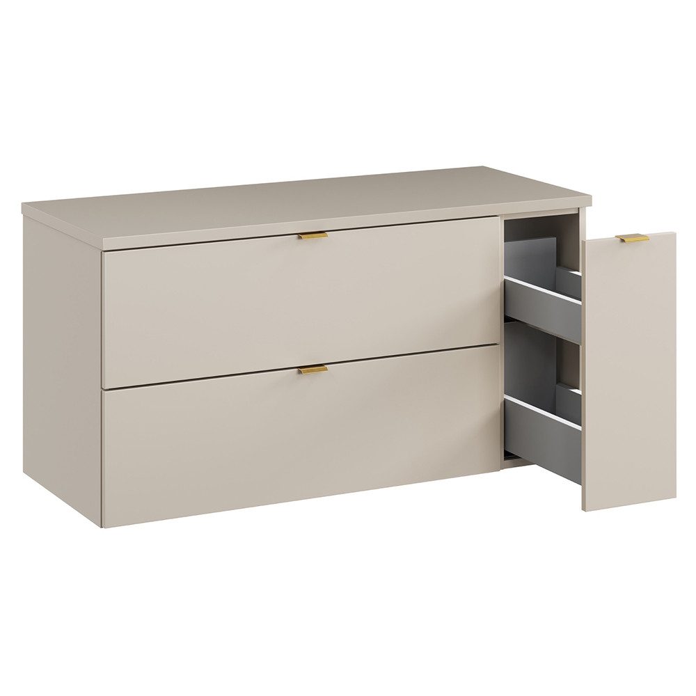Lomadox Waschbeckenschrank DURANGO-56 80 cm breit in kaschmir, 2 Schubladen & 1 Auszug