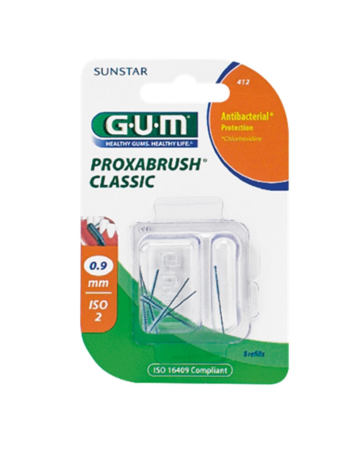 GUM Interdentalbürsten Gum Proxabrush Classic 0,9mm orange - Kerze 8 Stück