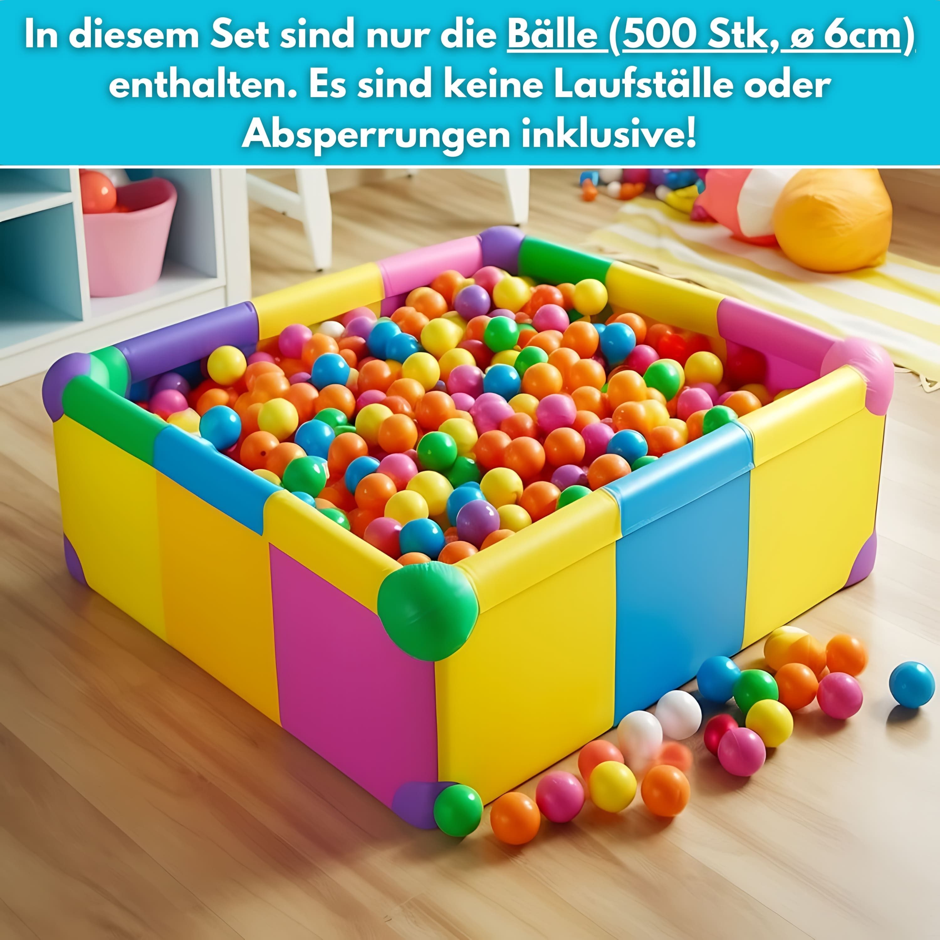 ecosa Bällebad-Bälle EO-1091 500 Stk. (Set, 500er-Pack OHNE Absperrung oder Bällebäder), 500 Stück,ø 6 cm,Zertifiziert,Keine Schadstoffe