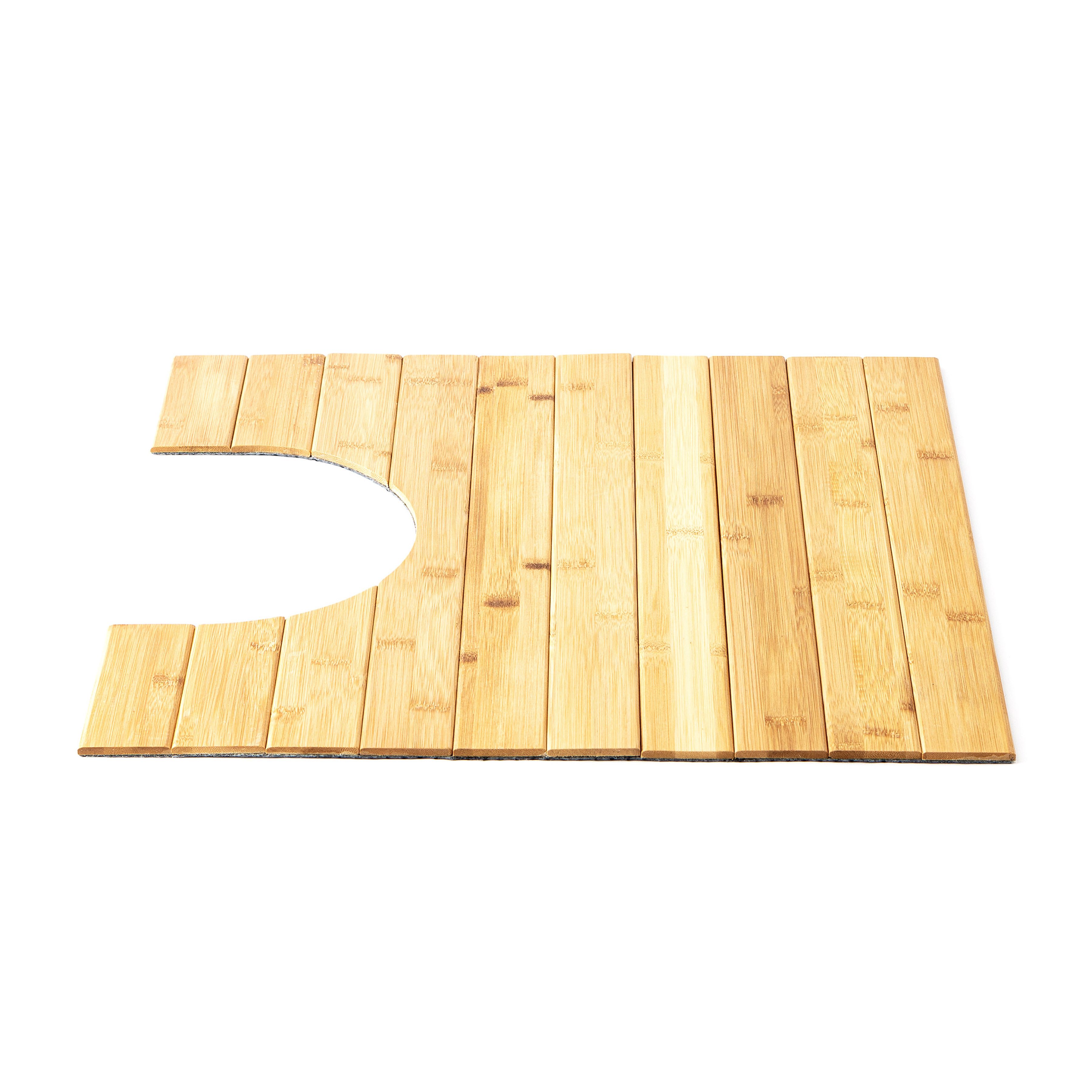 HomeBee Badematte Badematte aus Bambus rutschfest, Höhe 7 mm, Rutschfest, FSC®-Zertifiziert, Bambus, Mit Ausschnitt, Badematte mit Ausschnitt, Badteppich für das Badezimmer, Holz Duschvorleger als Badematte
