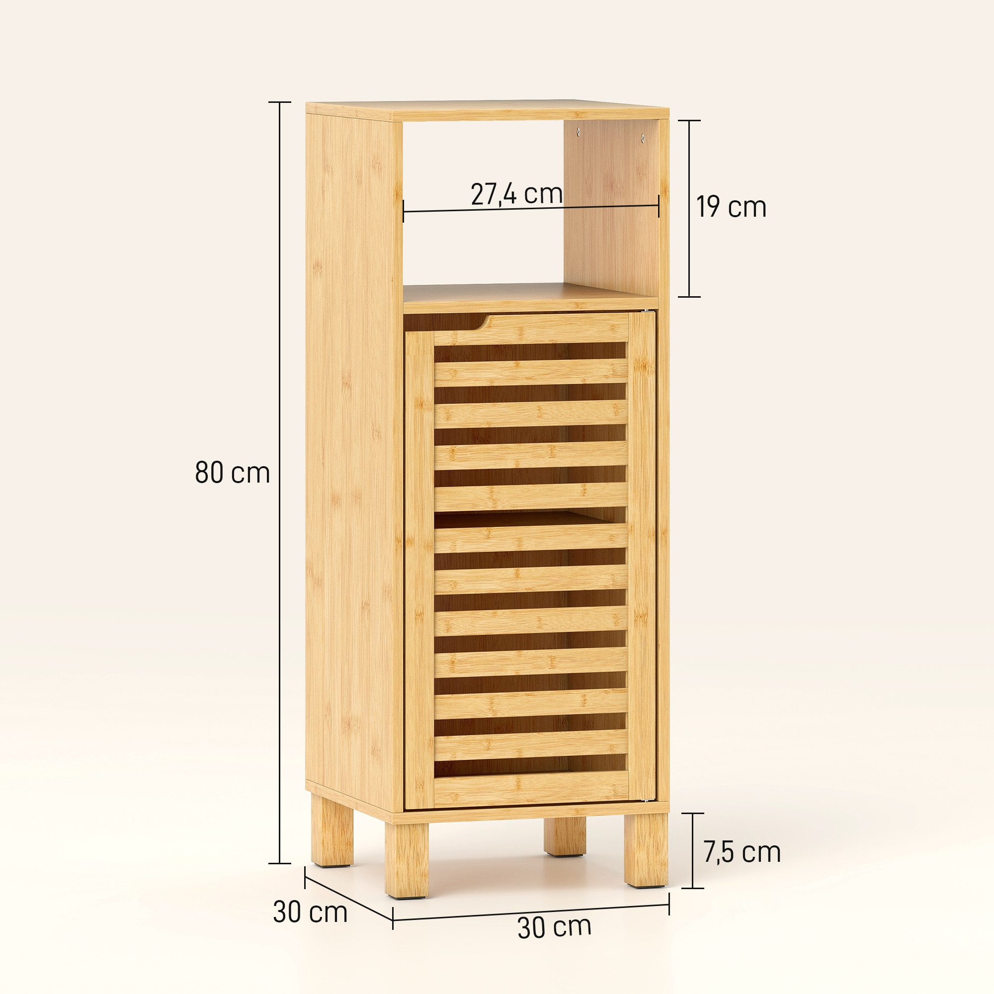 HOMCOM Badkommode Toilettenschrank Beistellschrank schmal mit verstellbaren Regalen (Badschrank, 1 St., Badezimmerschrank), für Badezimmer, kleine Räume, 30 x 3 – Bild 3 von 5