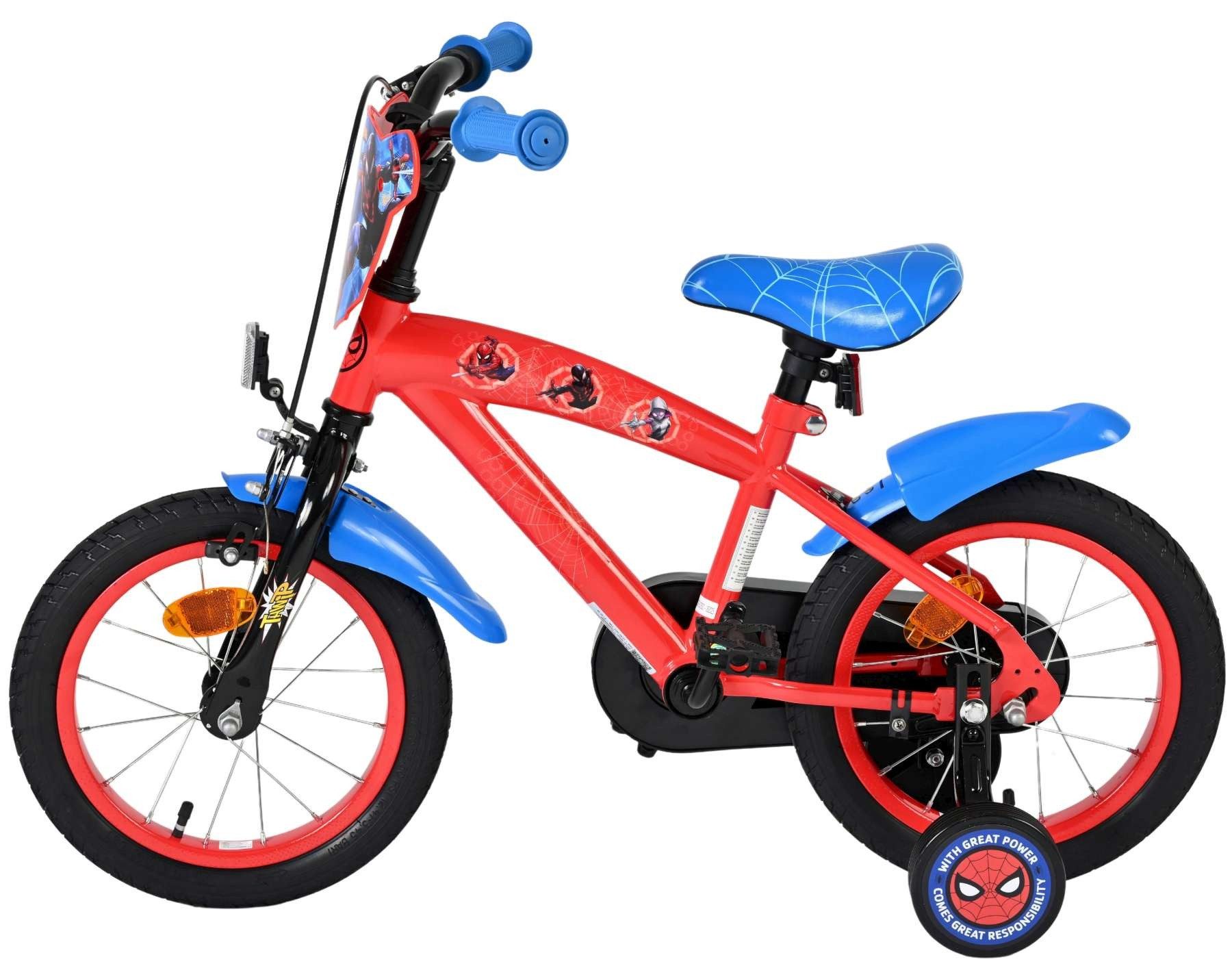 Volare Kinderfahrrad Marvel Spider-Man Kinderfahrrad - Jungen - 14 Zoll - Rot/Blau