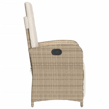 vidaXL Gartenstuhl Gartensessel mit Fußteil Verstellbar Beige Poly Rattan (1 St)