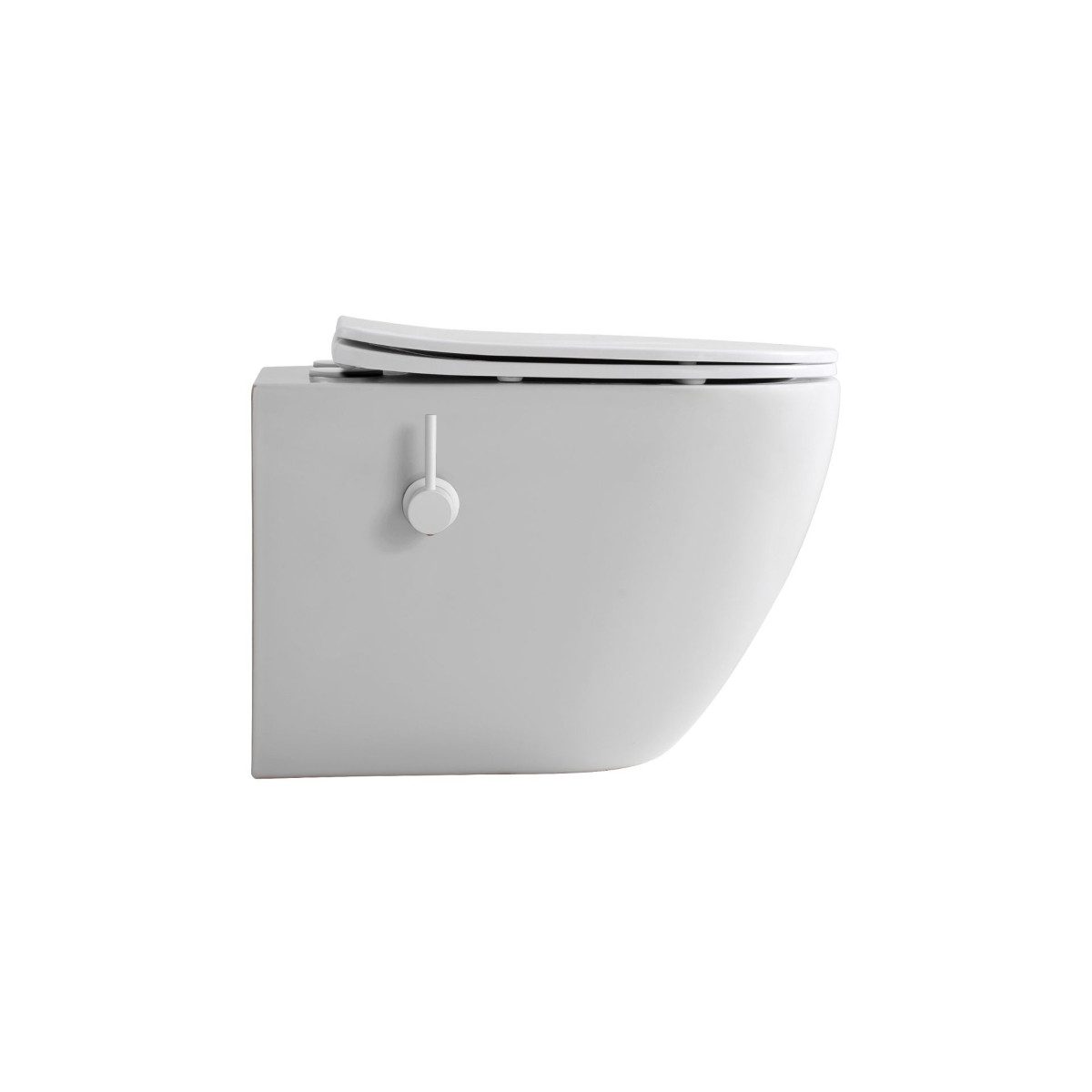Belvit Wand-WC-Befestigung Belvit Wand-WC mit Bidet, 360° Spülung, Soft-Close, Mattweiß, 52,5 cm