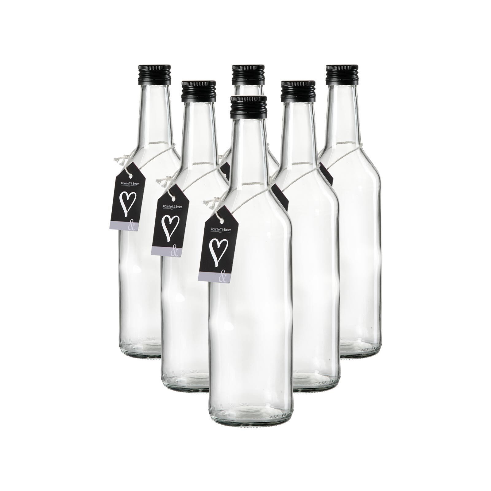 Ritzenhoff & Breker Vorratsglas Mara Flaschen 700 ml 6er Set, Glas, (6-tlg)