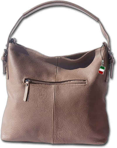 FLORENCE Shopper Florence ital. Schultertasche Echtleder (Shopper, Shopper), Damen Tasche Echtleder braun, taupe, Made-In Italy