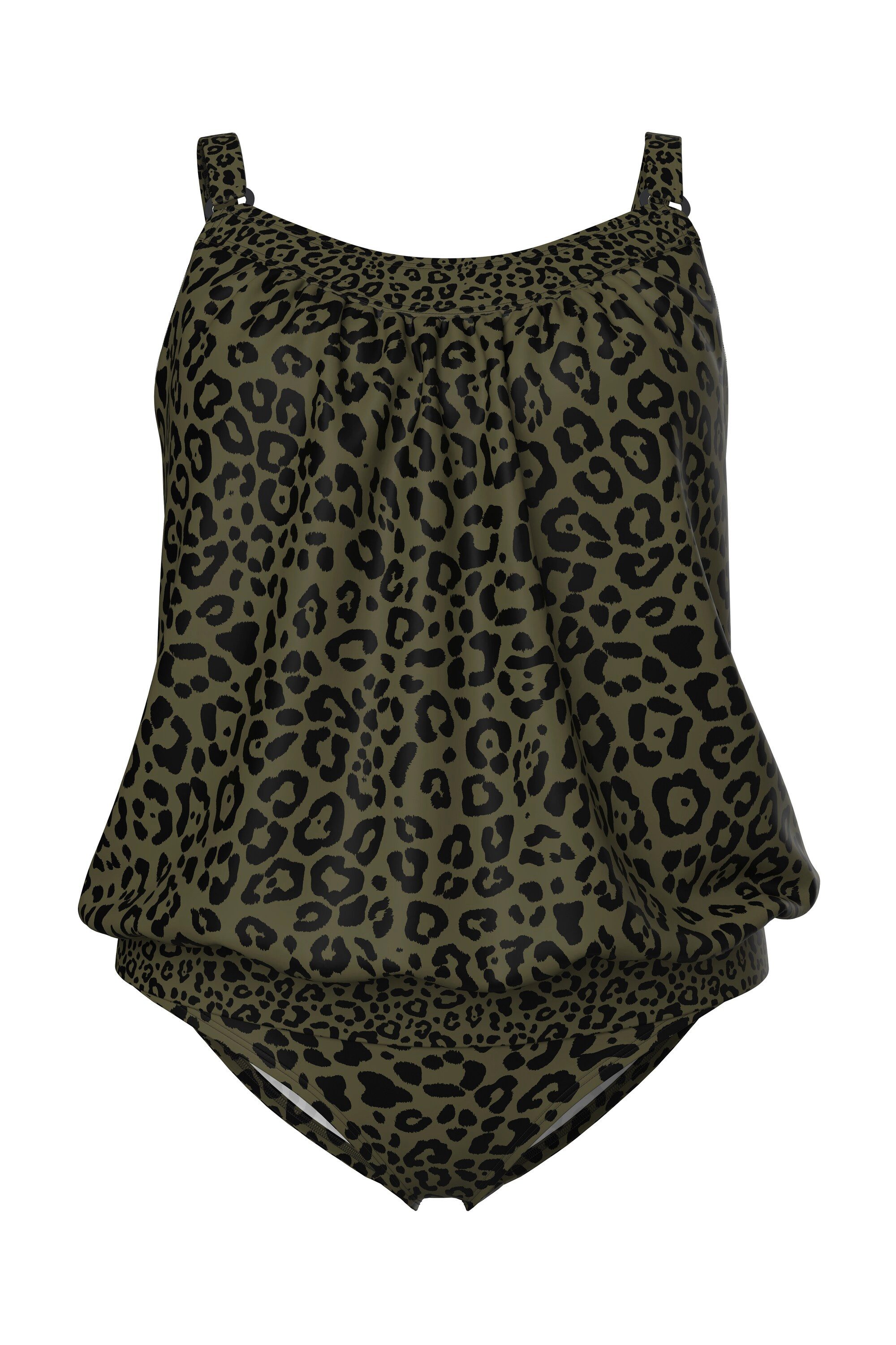 Ulla Popken Soft-BH Tankini Leomuster Softcups Elastiksaum