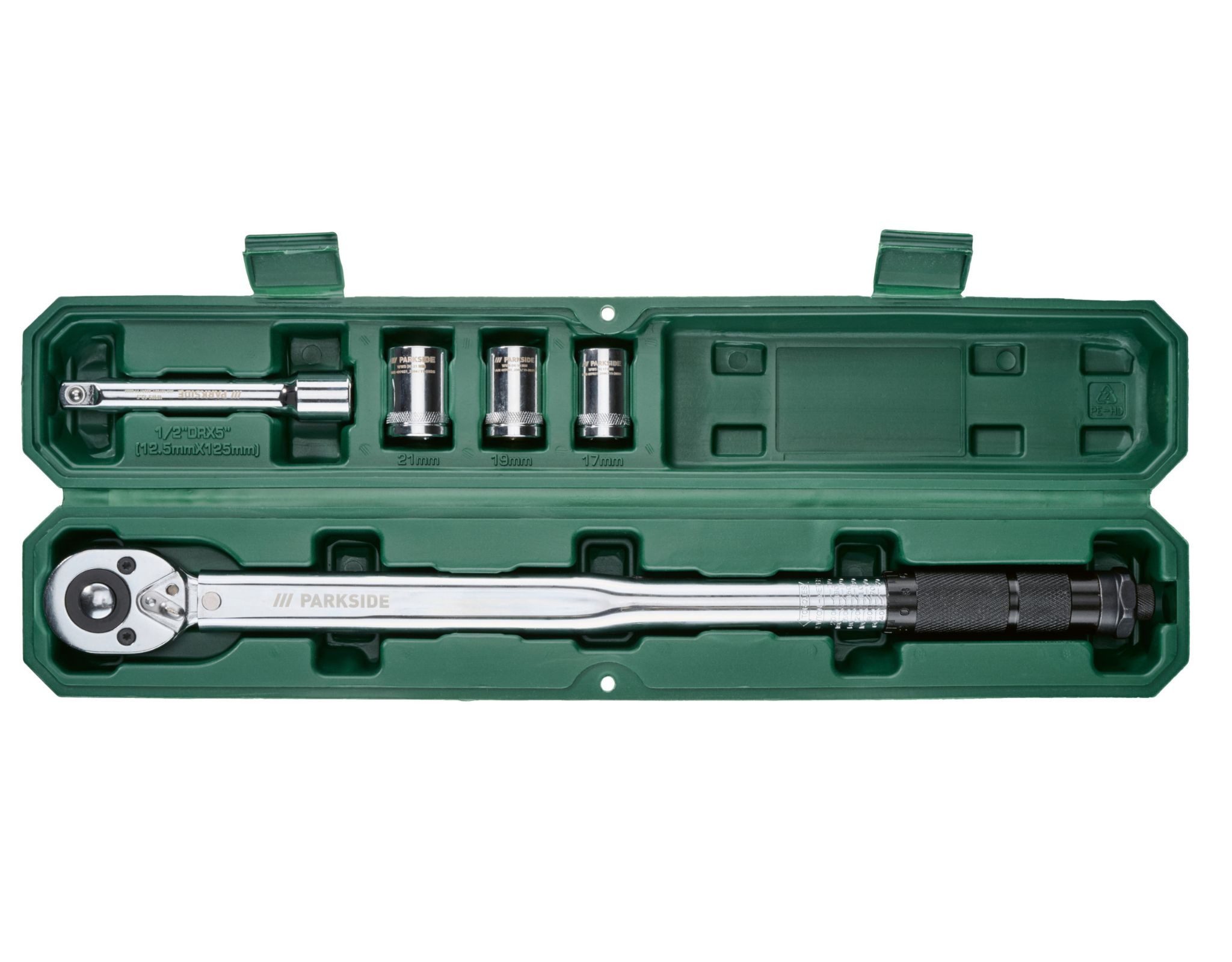 Parkside Drehmomentschlüssel Drehmomentschlüssel 1/2 Zoll Steckschlüssel Set 5-teilig