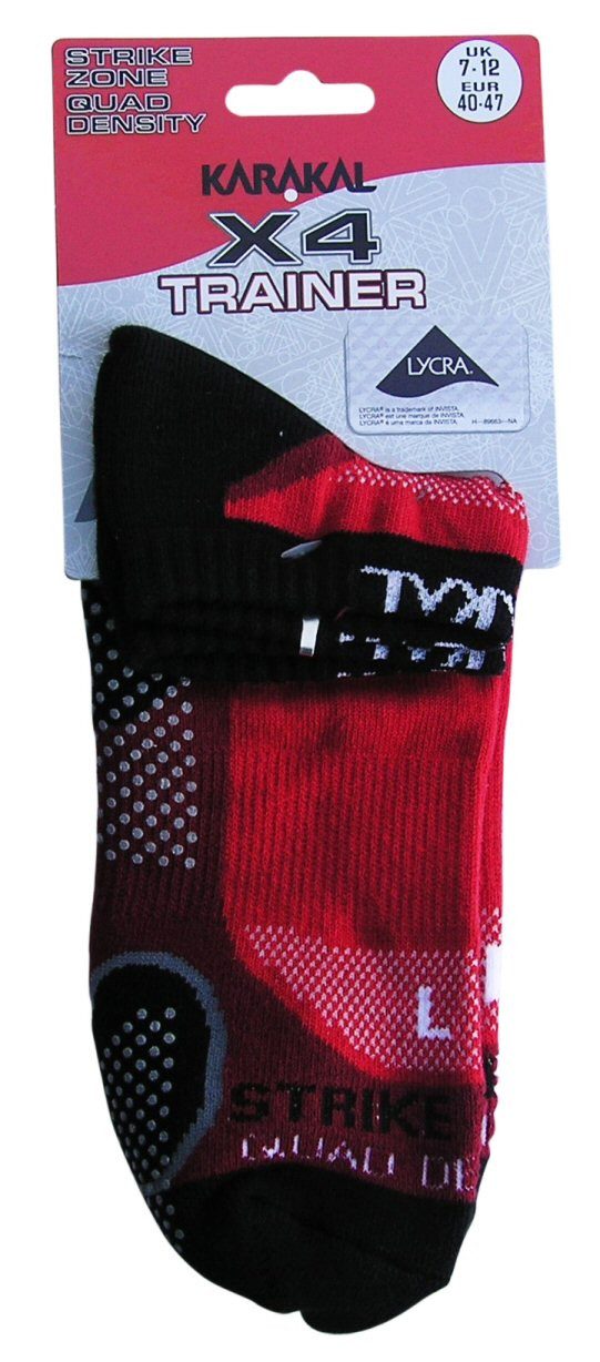 Karakal Socken Indoorsocke X4 Trainer rot/schwarz - 1 Paar