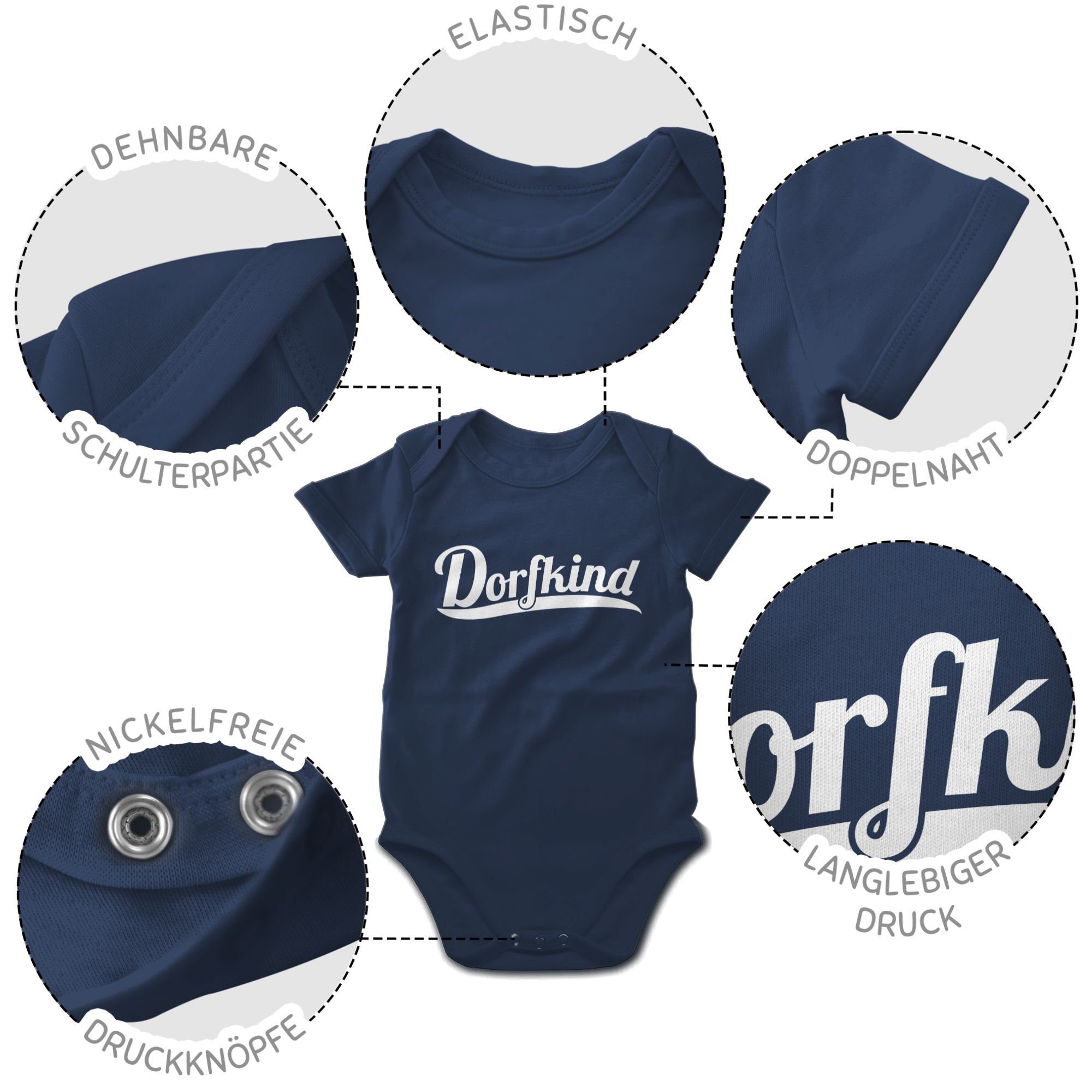 Weiss Blau Dorfkind Shirtracer 1 Sprüche Navy Baby Shirtbody