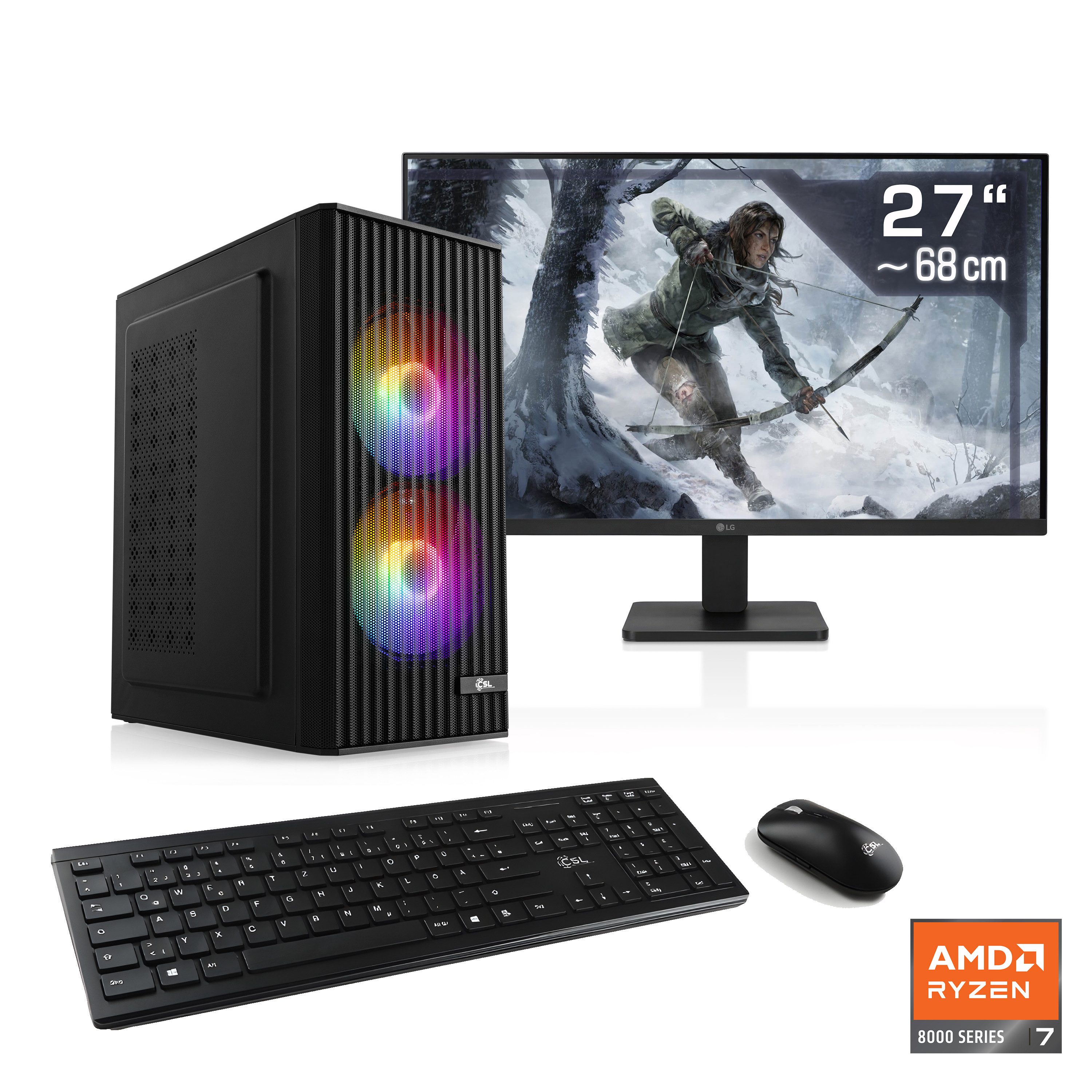 CSL Spectrum V25239 PC-Komplettsystem (27", AMD Ryzen 7 8700F, GeForce RTX 4060, 32 GB RAM, 1000 GB SSD)