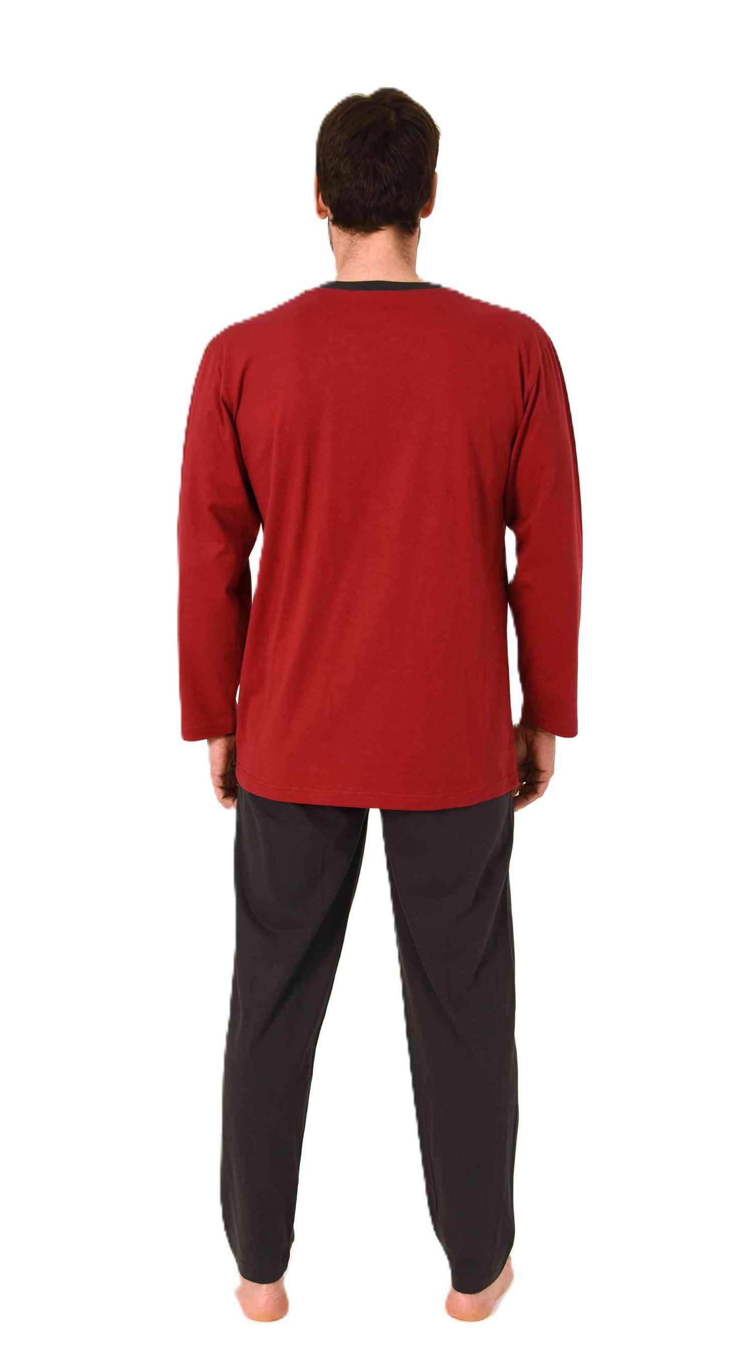Normann Pyjama Normann Herren langarm Schlafanzug Pyjama mit eleganten Frontprint – Bild 3 von 4