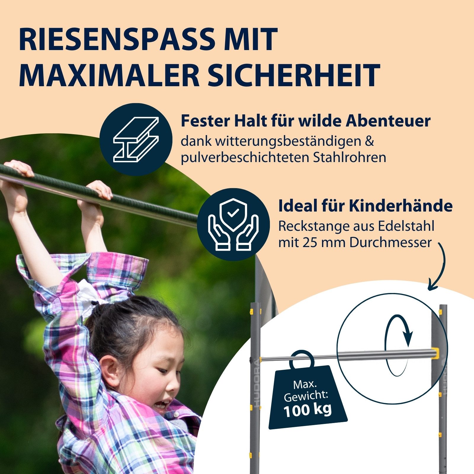Hudora Turnreck Fabian Pro, inkl. Befestigungsmaterial für Aufbau im Beton, höhenverstellbar