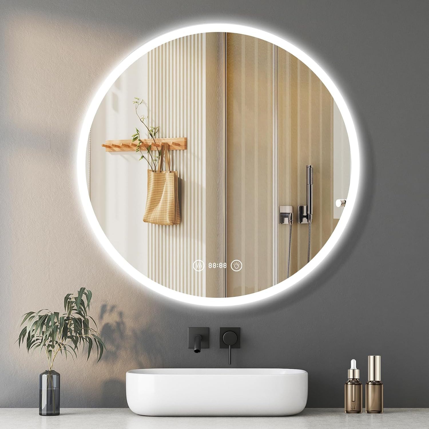 YOLEO Badspiegel Rund LED Wandspiegel Badezimmerspiegel günstig online kaufen