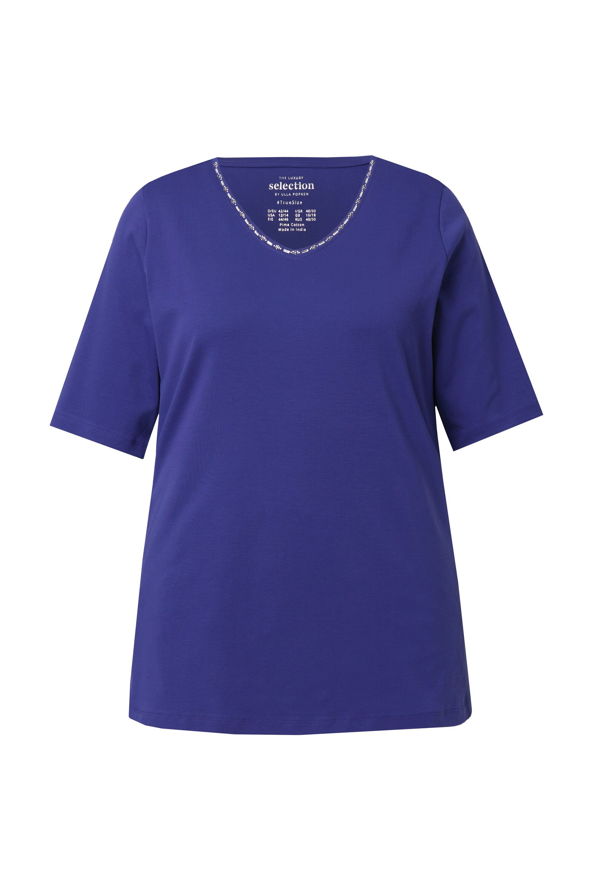 Ulla Popken T-Shirt T-Shirt A-Linie V-Ausschnitt günstig online kaufen