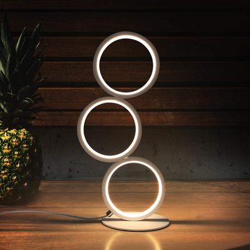 ZMH LED Tischleuchte Modern Nachttischlampe Ring Aluminium Deko Nachtlampe, Dimmbar, LED fest integriert, warmweiß-kaltweiß, Weiß