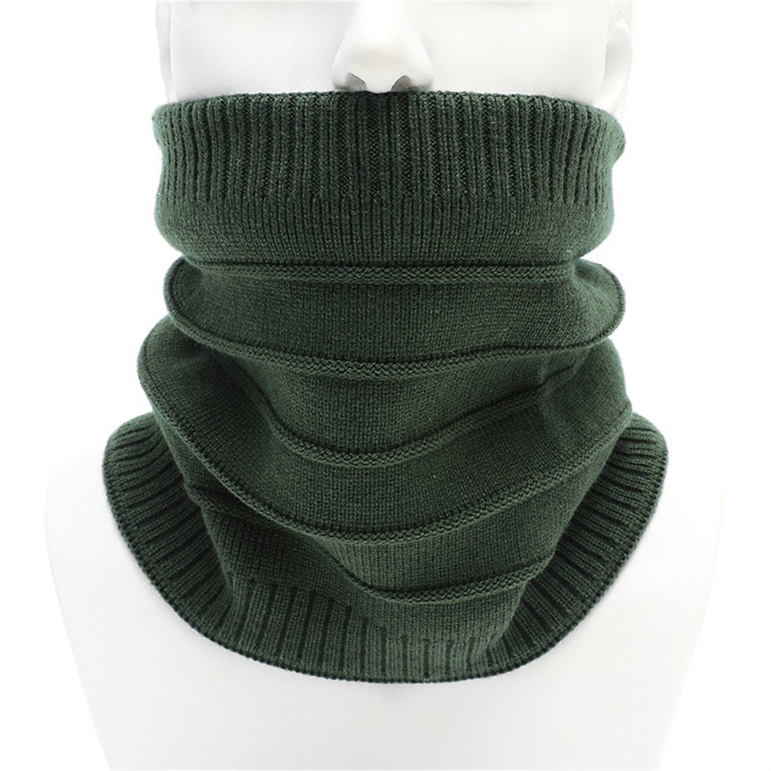 DÖRÖY Modeschal Unisex einfarbiger warmer gestreifter Schal, gestrickte Halsbedeckung grün