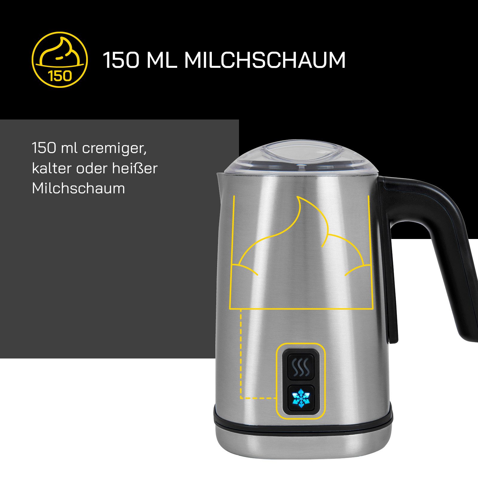 Gutfels Milchaufschäumer MILK 5010, 500 W, 350 ml Edelstahlbehälter