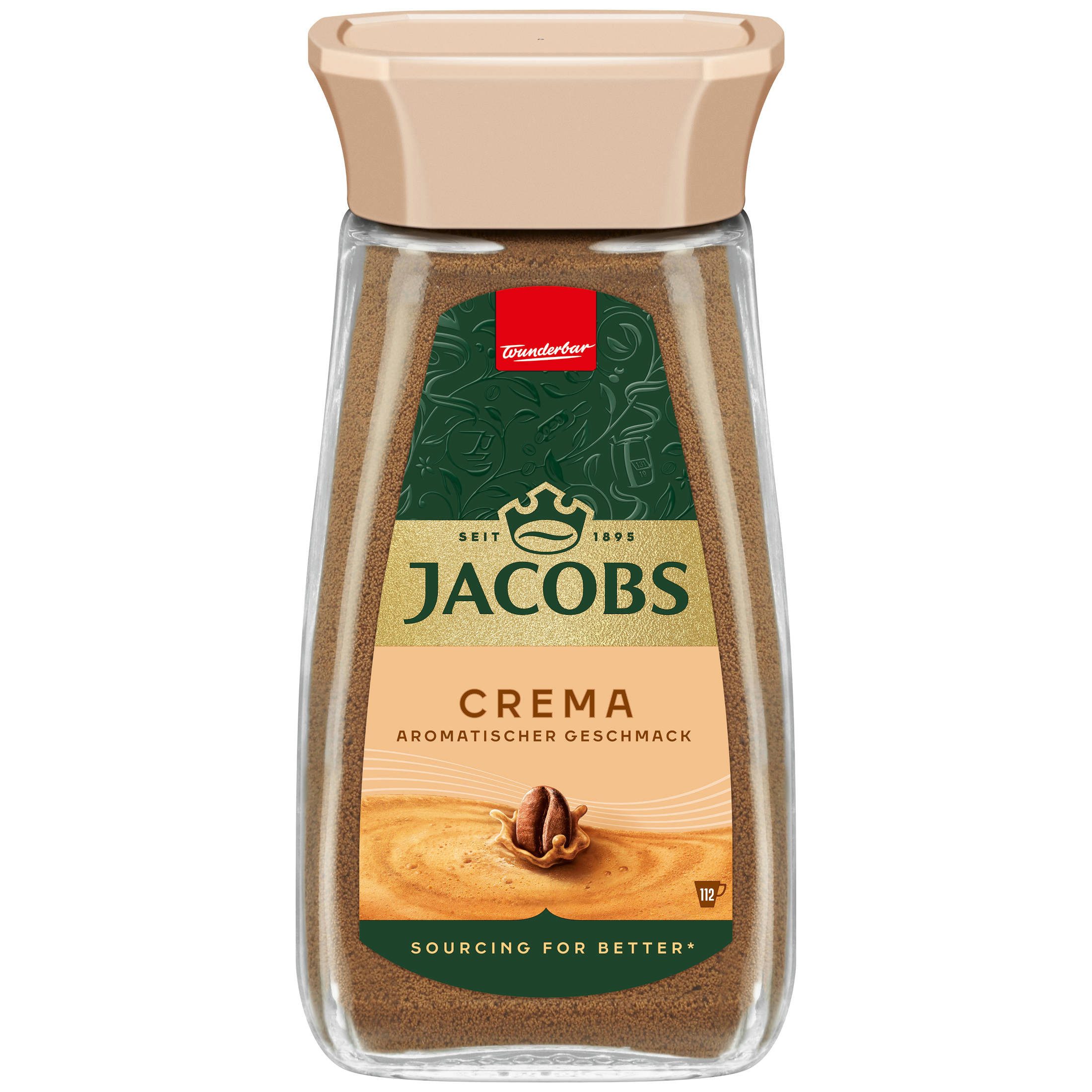 JACOBS Kaffee löslicher Kaffee Crema 6 x 200 g Gläser Löskaffee Instantkaffee, 1200 g, (Packung, 6er Pack)