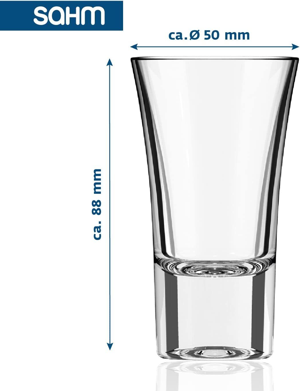 SAHM Schnapsglas Schnapsgläser Set (6 STK) - 57ml Original Shotgläser Set, Edles Glas, 100% recyclebar