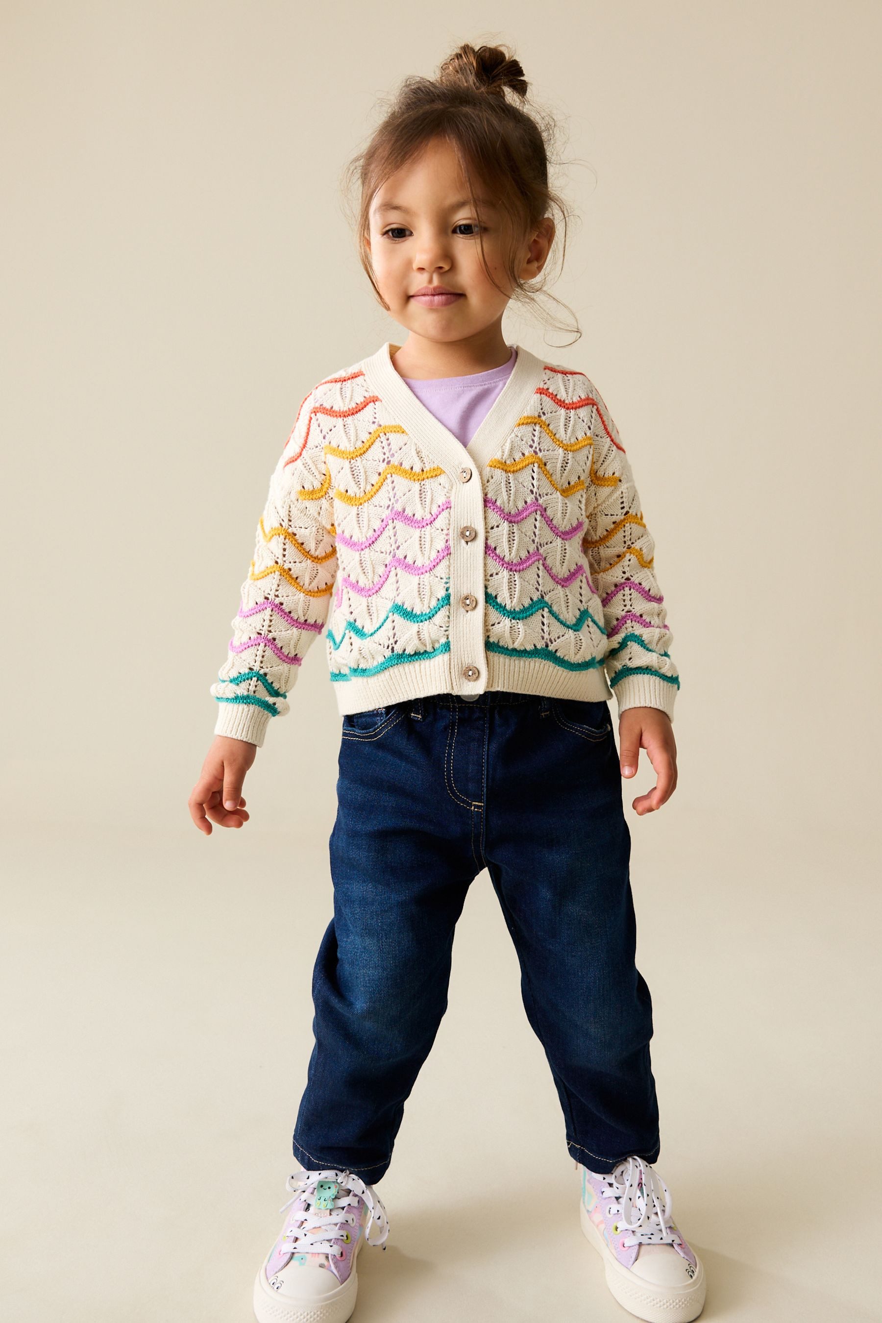 Next Cardigan Strickjacke mit V-Ausschnitt und Wellenmuster (1-tlg)