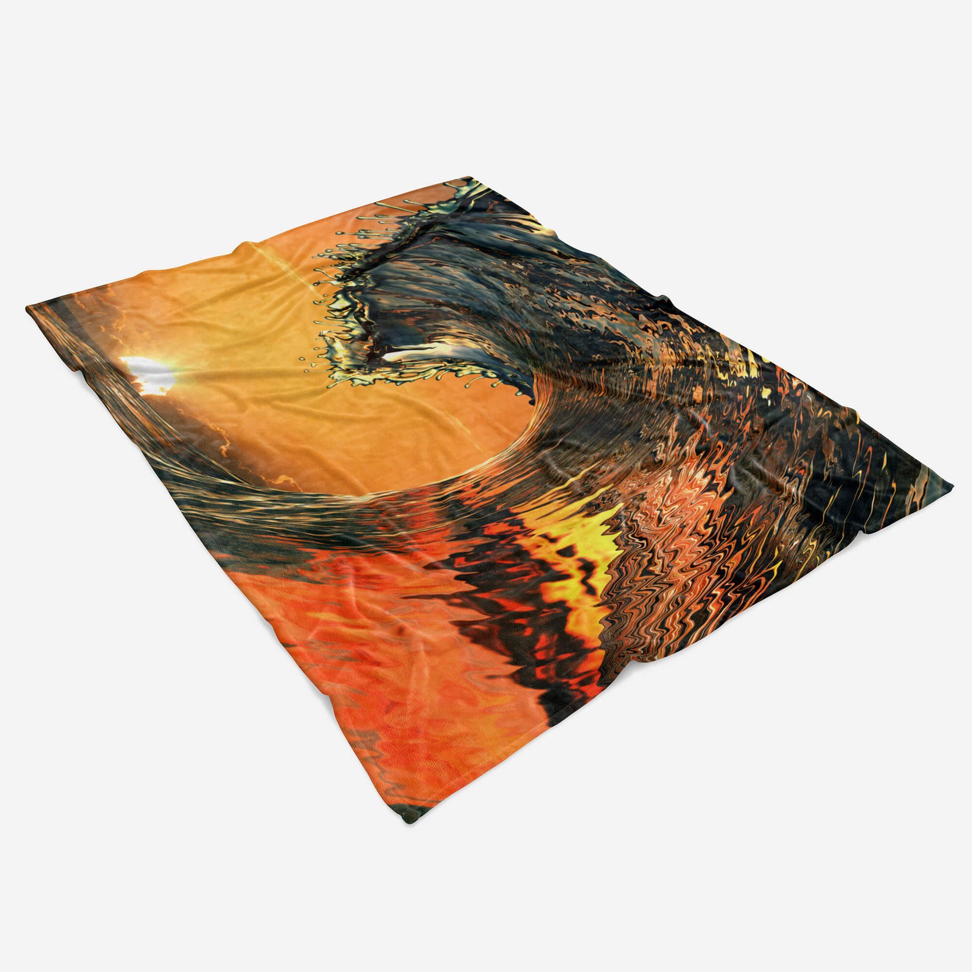 Kuscheldecke Handtuch Handtücher Sonne, Saunatuch Art Welle Baumwolle-Polyester-Mix Handtuch (1-St), Strandhandtuch Wasser Sinus mit Fotomotiv