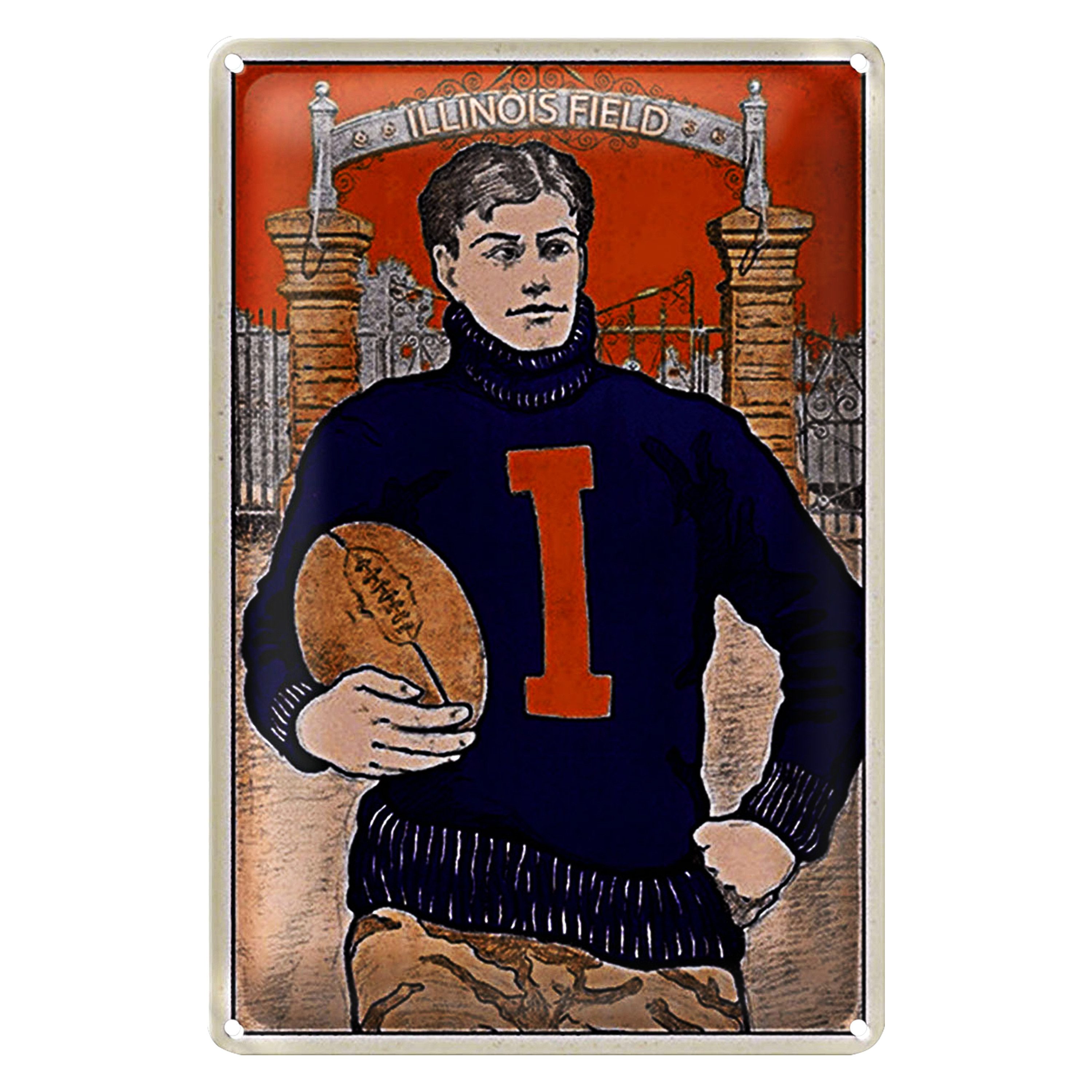 Roomando Metallschild American Football 12x18cm Illinois field