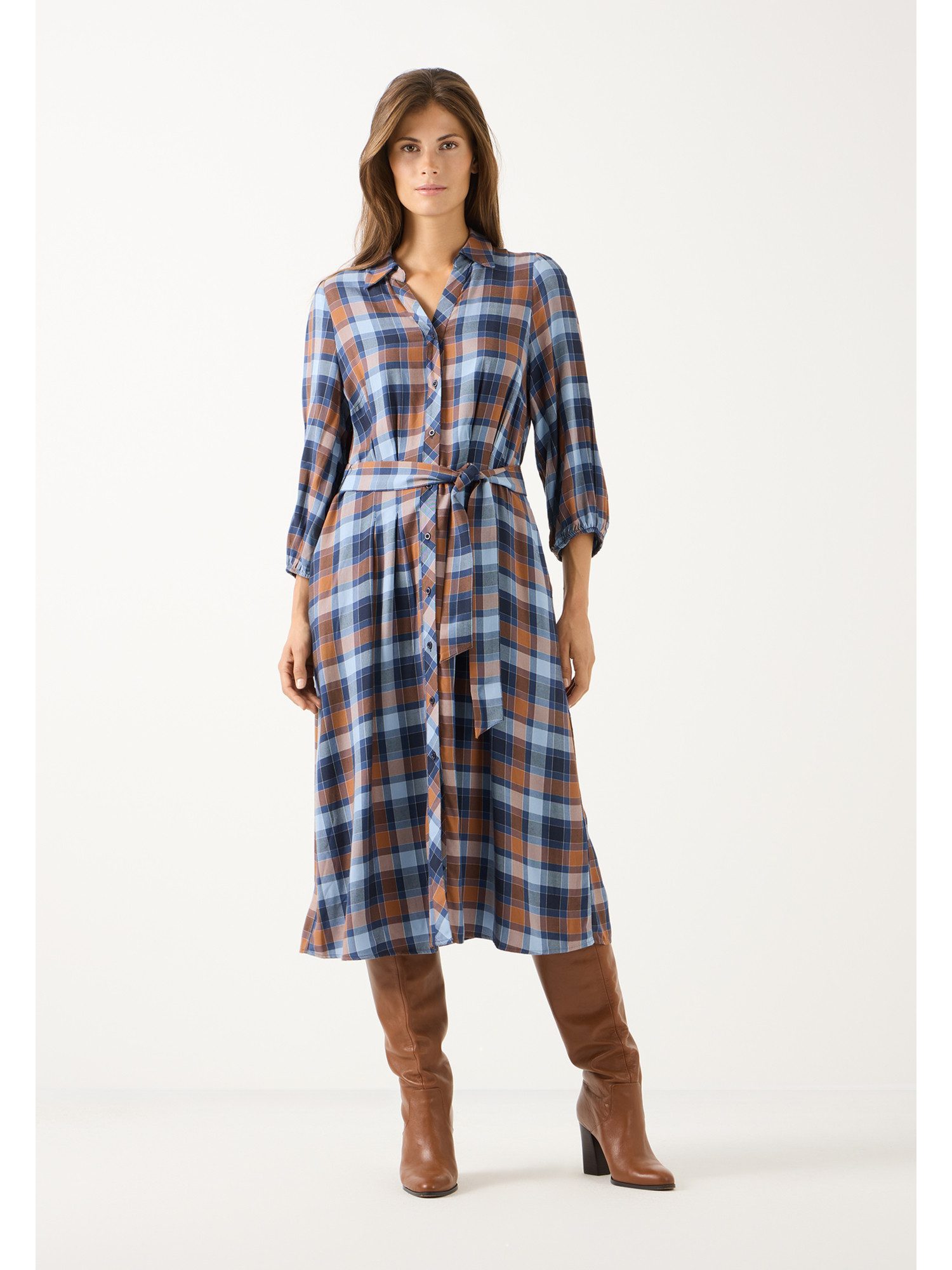 MORE&MORE Blusenkleid feminines Casual-Karokleid
