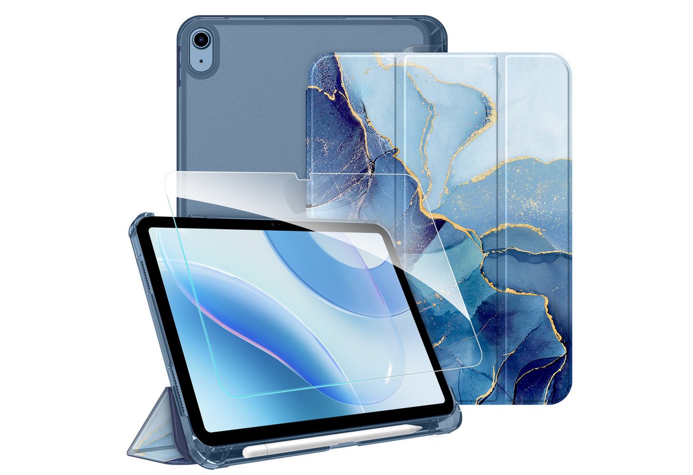 Fintie Tablet-Hülle für iPad 11 Generation 11'' 2025 (A16), iPad 10 Generation 10.9'' 2022, mit Schutzfolie-ultradünne transparente Rückseite Case mit Stifthalter