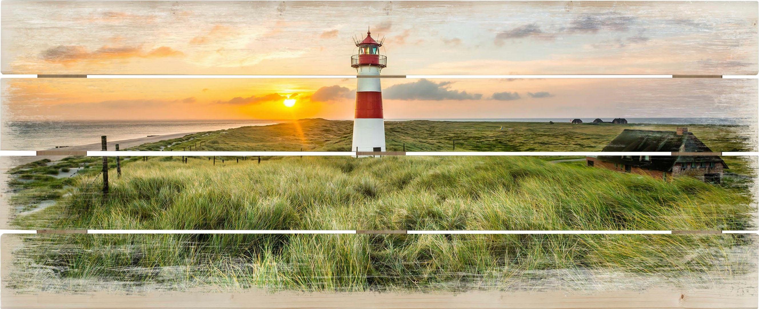 billig verkaufen Wall-Art Holzbild Leuchtturm auf Sylt